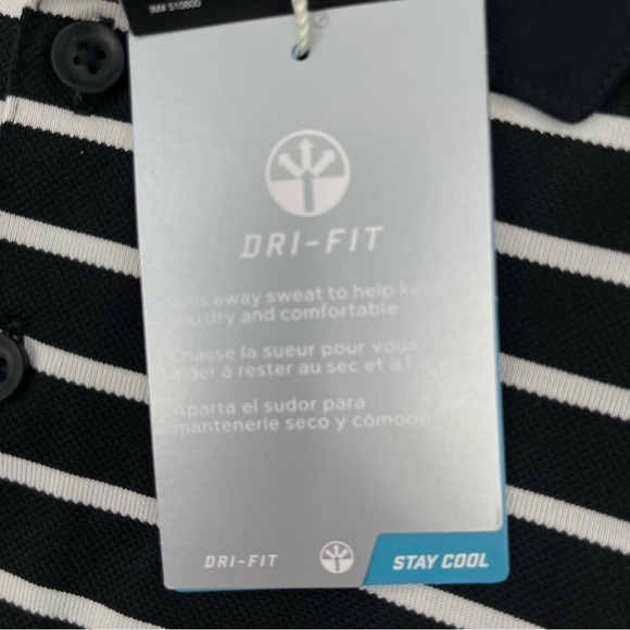 Nike Golf Men’s Size Small Icon Stripe Polo Shirt Black white NWT - Picture 7 of 12